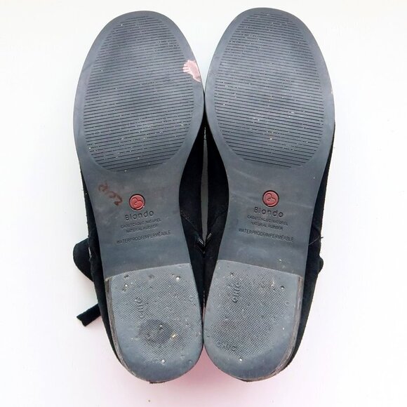 Blondo Waterproof Black Suede Leather Block Heel Ankle Boots Booties Size 10 - Picture 7 of 16